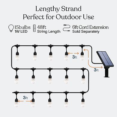 Brightech Ambience Pro 48 Ft. Outdoor Solar Led String Lights With Warm White Hue