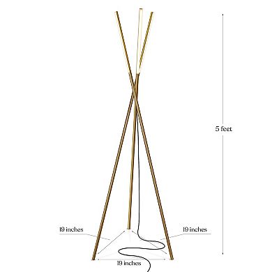 Brightech Stix 60" Dimmable LED Modern Tripod Floor Lamp in Gold Finish