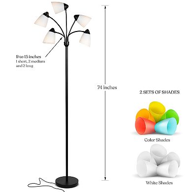 Brightech Medusa 74" Led 5-light Floor Lamp With Interchangeable Shades