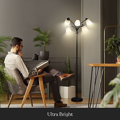 Brightech Medusa 74" Led 5-light Floor Lamp With Interchangeable Shades
