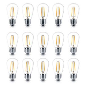 Brightech 15 Pack Bulbs - S14 Bulb, E26 Base, 2 watt 2700k Soft White Hue