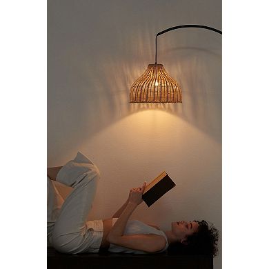 Brightech Lark 75" Arc Led Floor Lamp With Rattan Wicker Shade