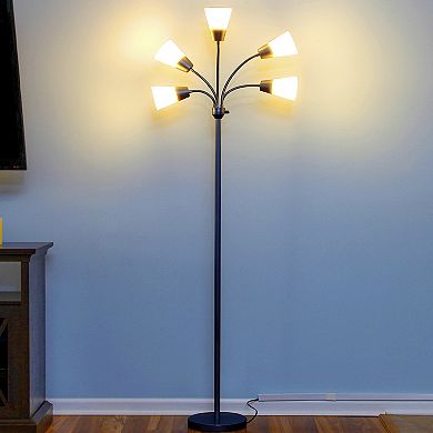 Brightech Medusa Modern 78" Led 5-light Floor Lamp With Interchangeable Shades