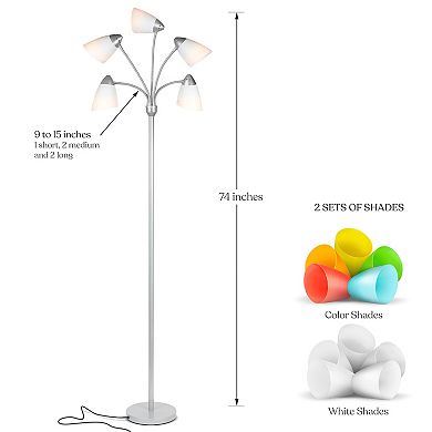 Brightech Medusa 74" Led 5-light Floor Lamp With Interchangeable Shades
