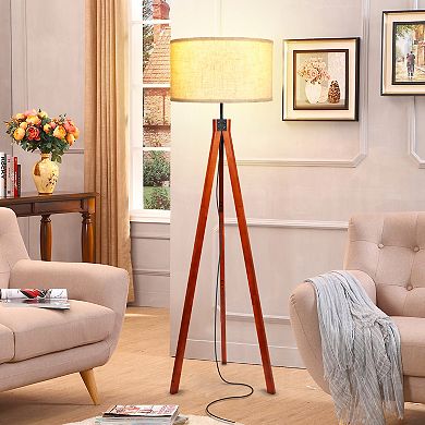 Brightech Eden 58" Led Traditional Tripod Floor Lamp With Fabric Drum Shade
