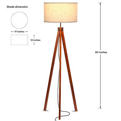 Brightech Eden 58" Led Traditional Tripod Floor Lamp With Fabric Drum Shade