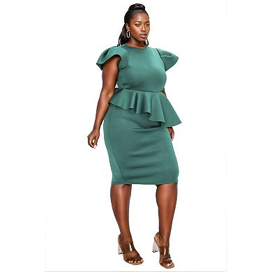 Plus Size Calista Neoprene Peplum Dress