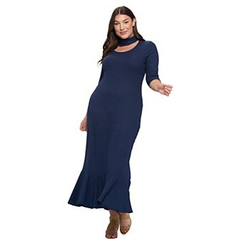 Turtle Neck Cutout Rib Dress