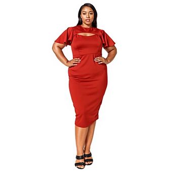 Plus Size Millie Cutout Flutter Dress