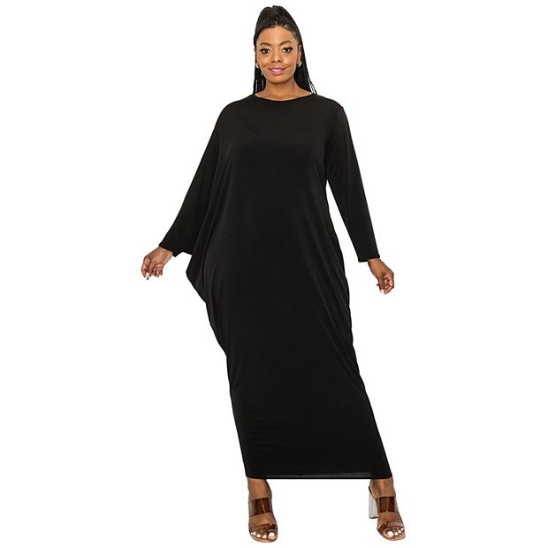 blue dress for baby girl Plus Size One Shoulder Dress With Chiffon Cape In Black