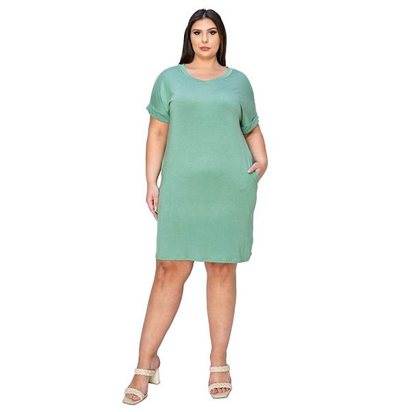 L I V D Women's Mia Everyday T-Shirt Dress, Black, 1X