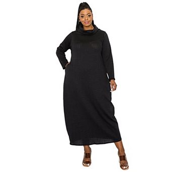 Plus Size Lana Cowl Turtle Neck Pocket Sweater Dress