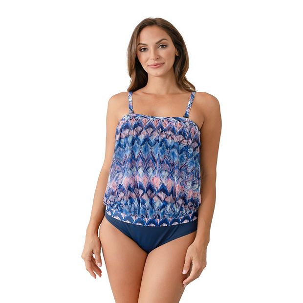 Swimsuits For All Women's Plus Size Bandeau Blouson Tankini Set 8