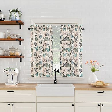 No. 918 Magdalena Crushed Voile Sheer Rod Pocket Kitchen Two-Tier Set of 2 Window Curtain Panels