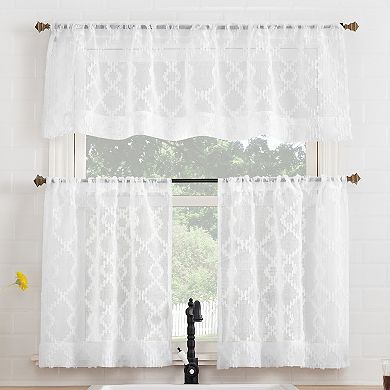 No. 918 Tina Geometric Clipped Jacquard Semi-Sheer Rod Pocket Curtain Valance