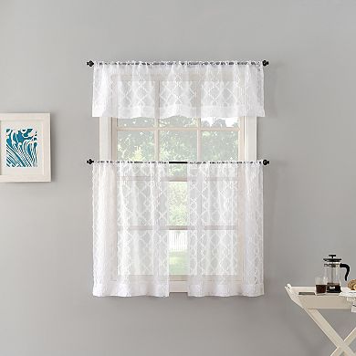 No. 918 Tina Geometric Clipped Jacquard Semi-Sheer Rod Pocket Curtain Valance