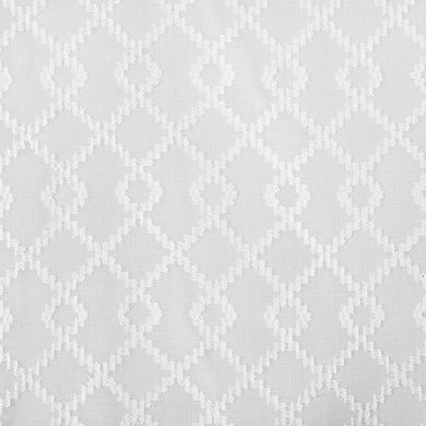 No. 918 Tina Geometric Clipped Jacquard Semi-Sheer Rod Pocket 3-piece Kitchen Curtain Valance & Tiers Set