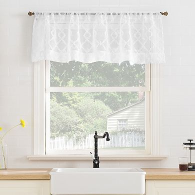 No. 918 Tina Geometric Clipped Jacquard Semi-Sheer Rod Pocket 3-piece Kitchen Curtain Valance & Tiers Set