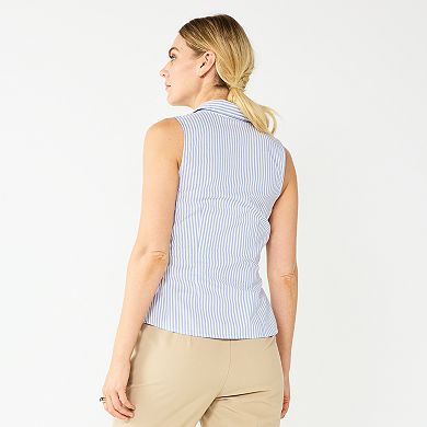 Women's Nine West Sleeveless Tie Front Shirt