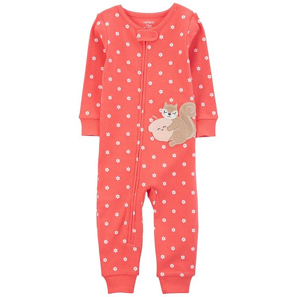 Baby Girl Carter's Squirrel Snug Fit 1Piece Footless Pajamas