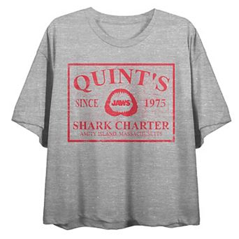 Juniors' Jaws Quints Charter Cropped Graphic Tee