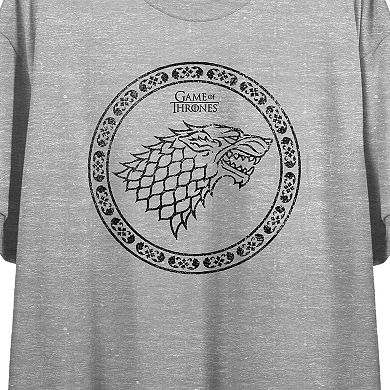 Juniors' Game Of Thrones Stark Sigil Cropped Graphic Tee