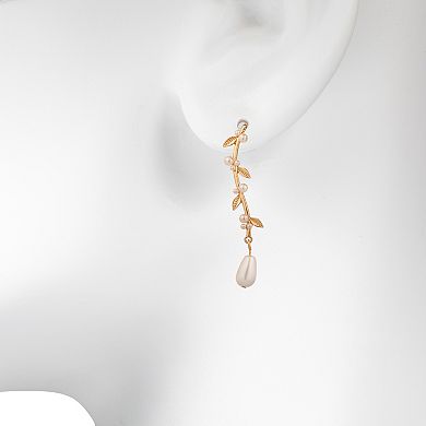 LC Lauren Conrad Gold Tone Simulated Pearl Vine Drop Earrings