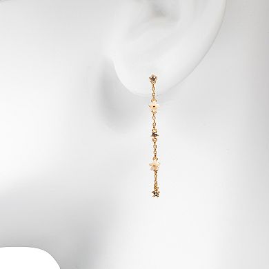 LC Lauren Conrad Gold Tone Crystal Flower Links Linear Drop Earrings