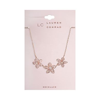 LC Lauren Conrad Rose Gold Tone Crystal Flower Statement Necklace