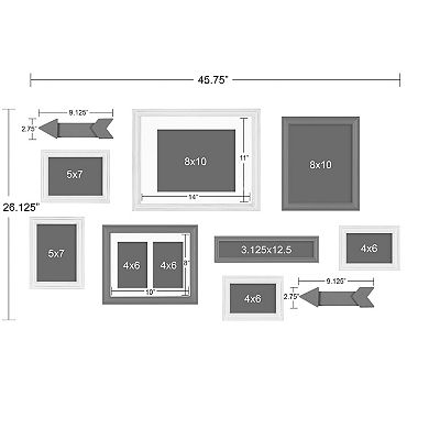 Kate and Laurel Bordeaux Gallery Collage Frame 10-piece Set
