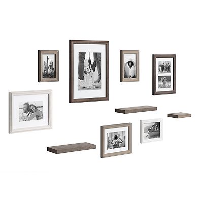 Kate and Laurel Bordeaux Gallery Collage Frame & Shelf 10-piece Set