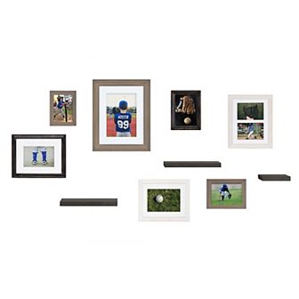 Kate and Laurel Bordeaux Gallery Collage Frame & Shelf 10 pc Set