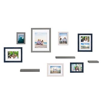 Kate and Laurel Bordeaux Gallery Collage Frame & Shelf 10 pc Set