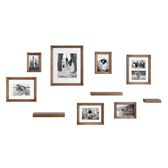Kate and Laurel Bordeaux Gallery Collage Frame & Shelf 10 pc Set