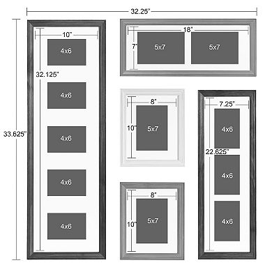 Kate and Laurel Bordeaux Gallery Collage Picture Frame 5-piece Set