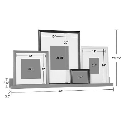 Kate and Laurel Bordeaux Wall Shelf & Frame 5-piece Set