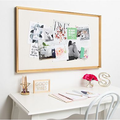 Kate and Laurel Calter Framed Faux Linen Pin Memo Board Wall Decor