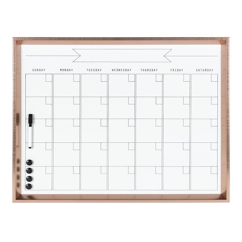 Vinsetto Wall Hanging Calendar Glass Dry-Erase Board with 4 Colored Markers, White