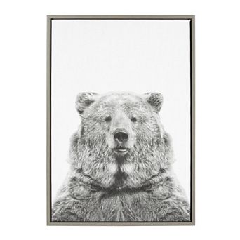 Kate and Laurel Sylvie Bear Canvas Framed Wall Art