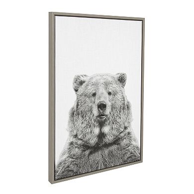 Kate and Laurel Sylvie Bear Canvas Framed Wall Art