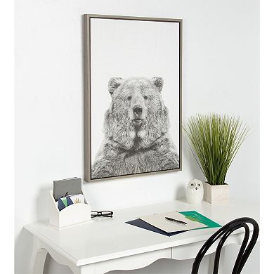 Kate and Laurel Sylvie Bear Canvas Framed Wall Art