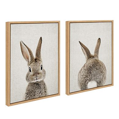 Kate and Laurel Sylvie Bunny Portrait Framed Wall Art 2-piece Set