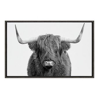 Kate and Laurel Sylvie Highland Cow Framed Wall Art