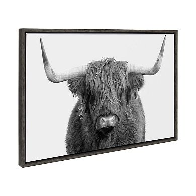 Kate and Laurel Sylvie Highland Cow Framed Wall Art