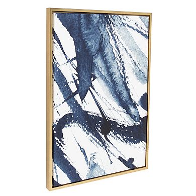 Kate and Laurel Sylvie Indigo Watercolor Framed Wall Art