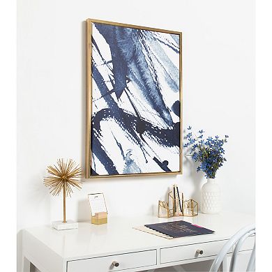 Kate and Laurel Sylvie Indigo Watercolor Framed Wall Art