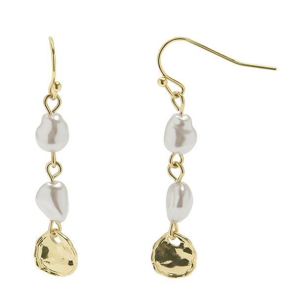 Sonoma Goods For Life® Gold Tone Simulated Pearl Linear Drop Earrings