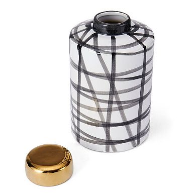 Elements Black White Scribble Decorative Jar Table Decor