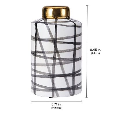 Elements Black White Scribble Decorative Jar Table Decor