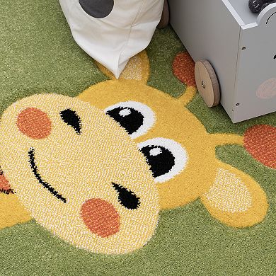 Kid´s Rug for children´s room with Jungle Animals in Green